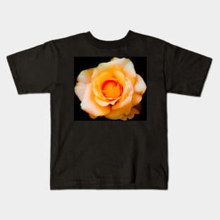 Yellow white rose blossom with orange center Kids T-Shirt